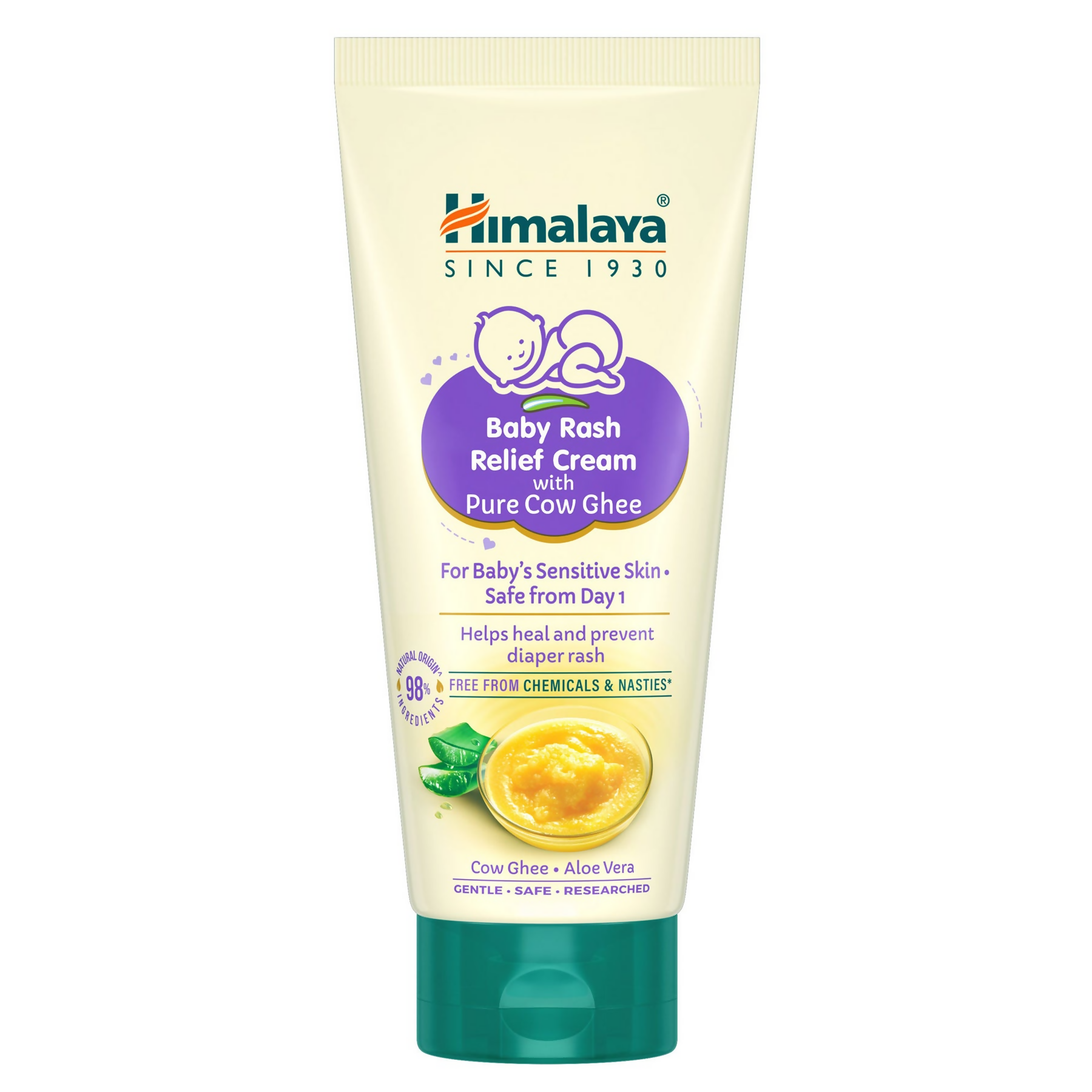 Himalaya Herbals Baby Rash Relief Cream with Pure Cow Ghee | Ayurvedic Healing Cream for Diaper Rash 