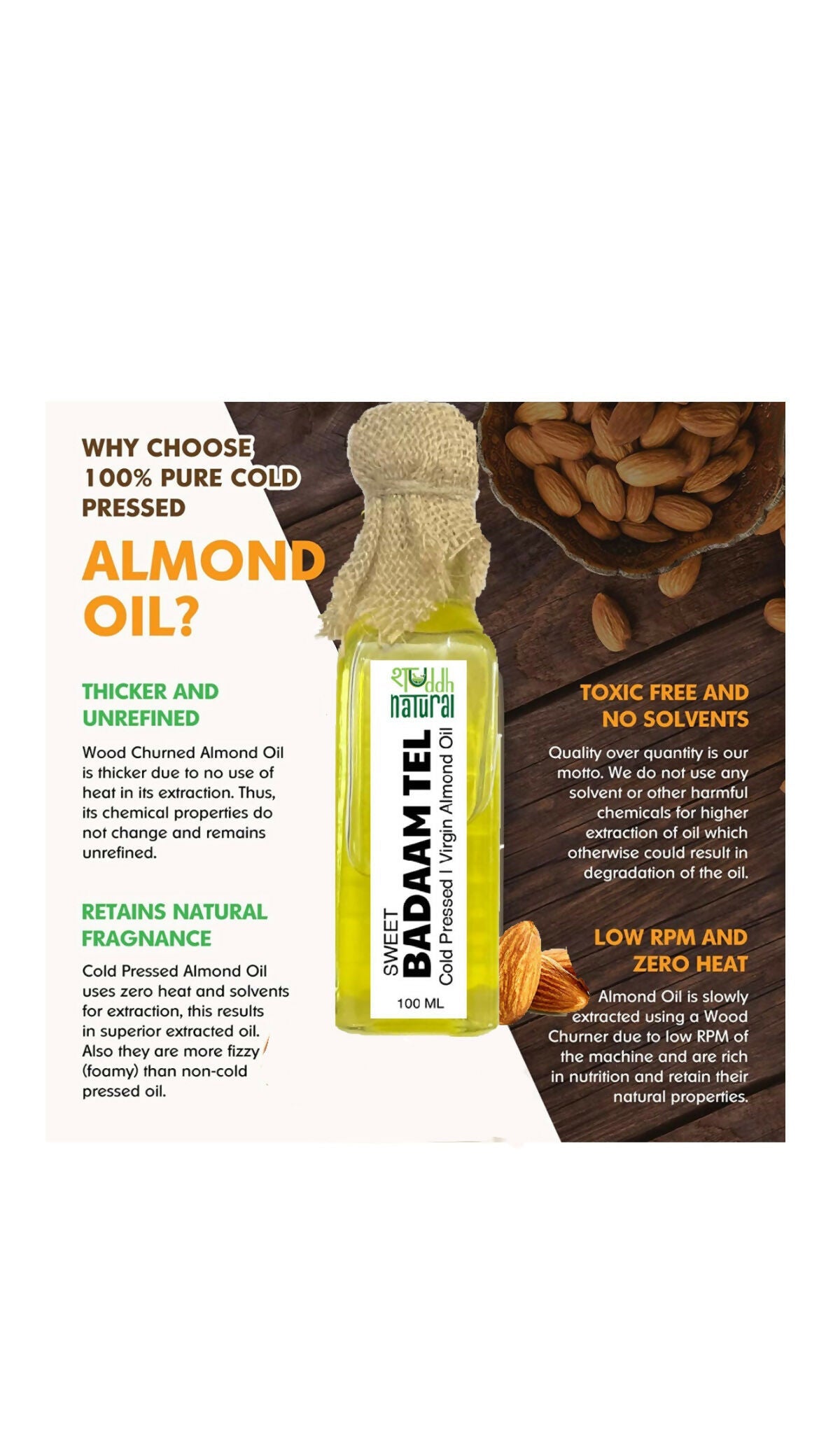 Shuddh Natural Almond Oil Sweet Cold Pressed Baby Massage Oil - Grab2buy
