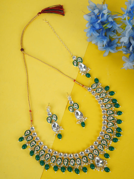 Divisha Alloy Gold-plated Green Jewellery Set  Grab2Buy Divisha Grab2Buy