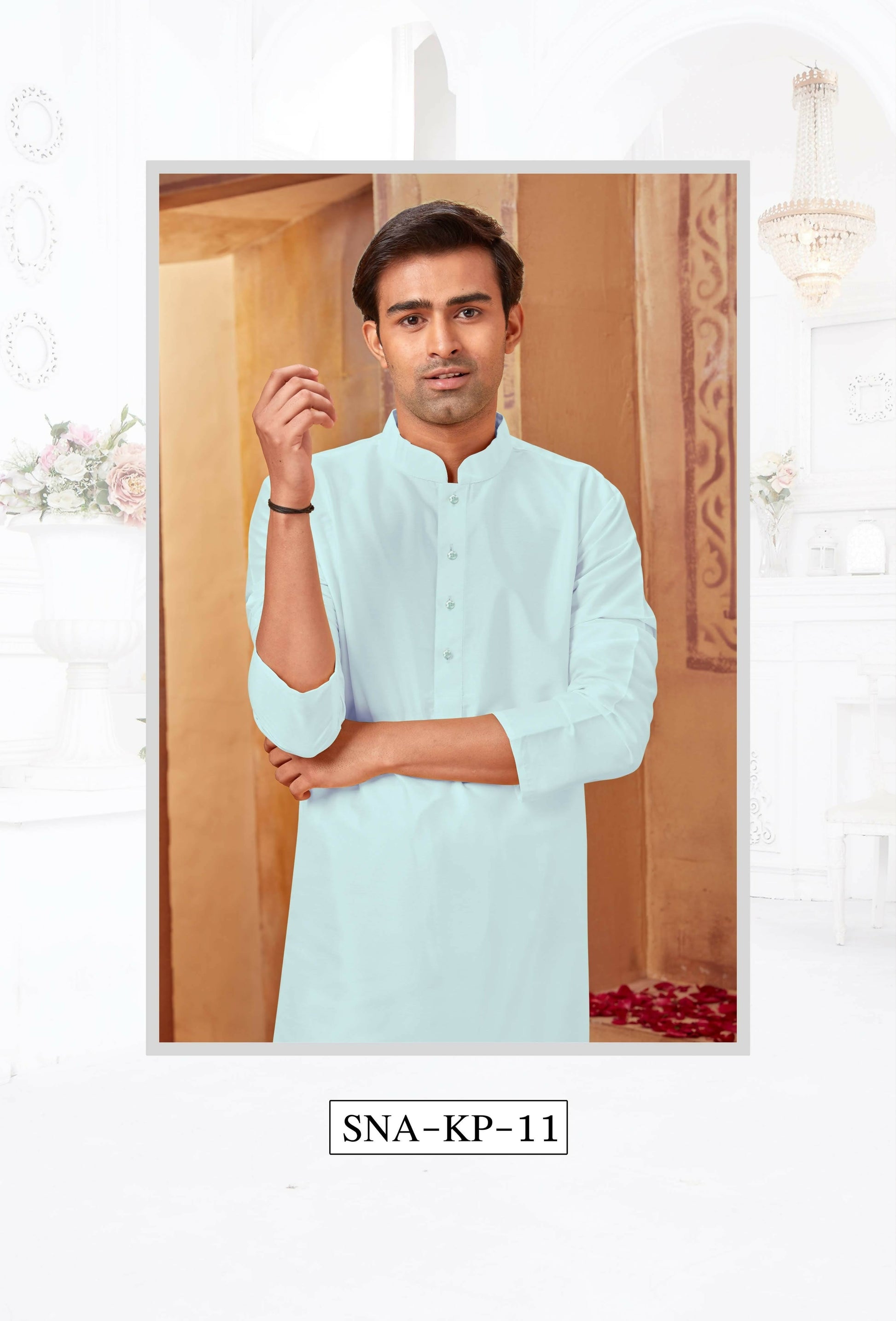 Joban Fashion Light Blue Art Silk Kurta Pyjama