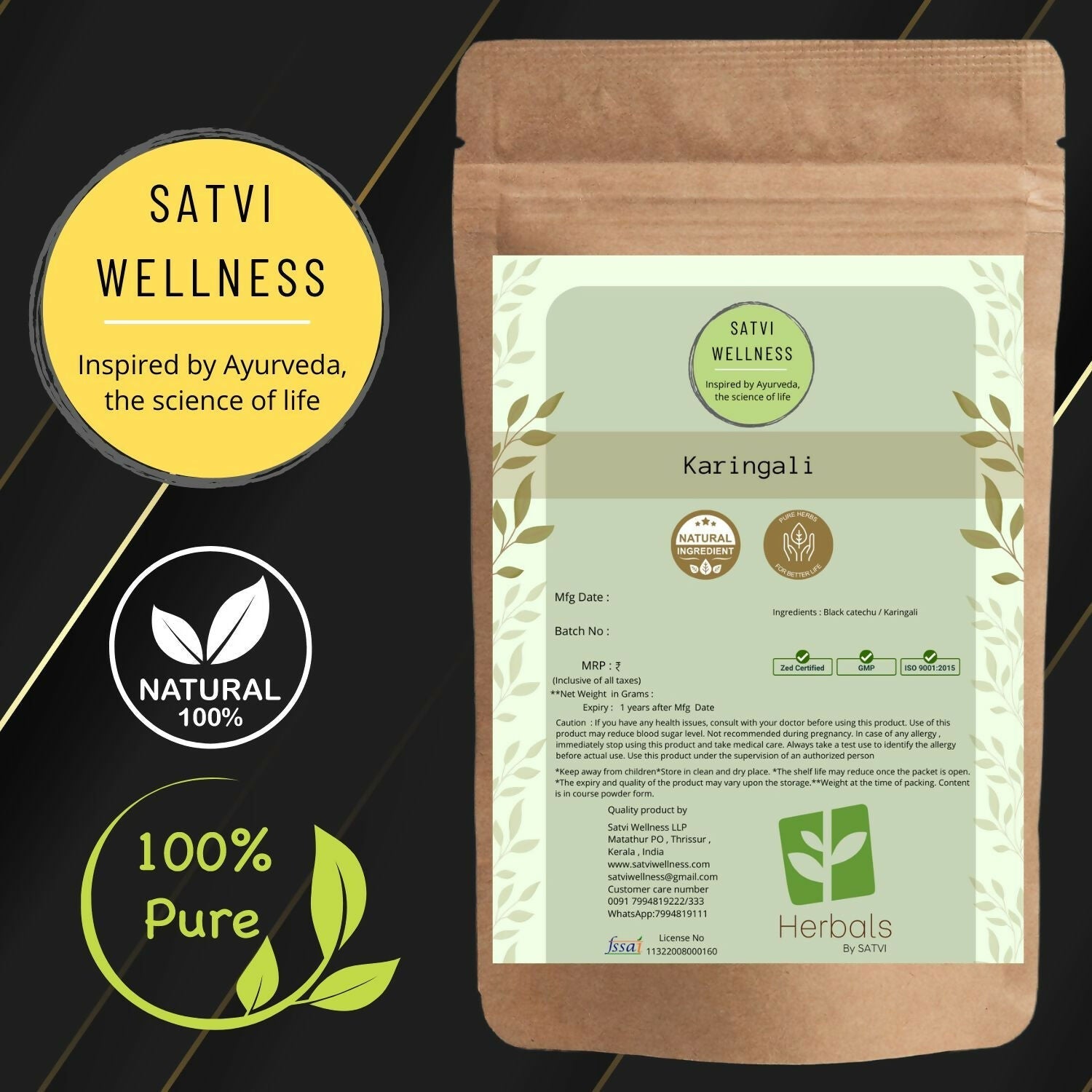 Satvi Wellness Karingali | Black Catechu Powder 