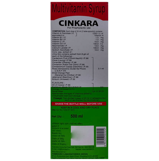 Hamdard Cinkara Multivitamin Syrup - Grab2buy