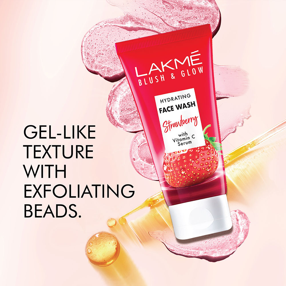 Lakme Blush & Glow Strawberry Freshness Gel Face Wash With Vitamin C Serum 