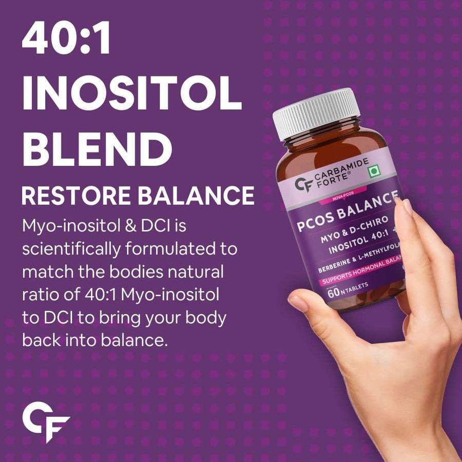 Carbamide Forte PCOS Support Tablets with Myo-Inositol to D-Chiro-Inositol 40:1 