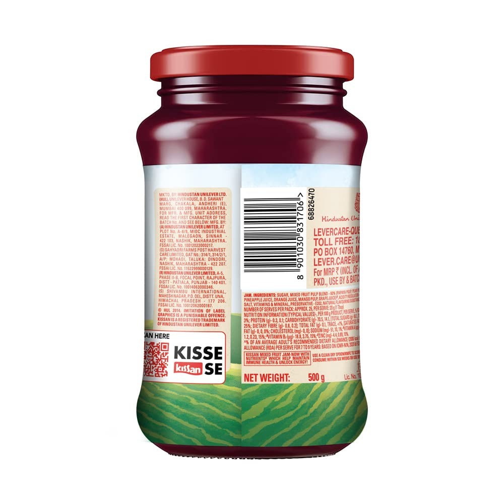 Kissan Mixed Fruit Jam With Fruit Ingredients 