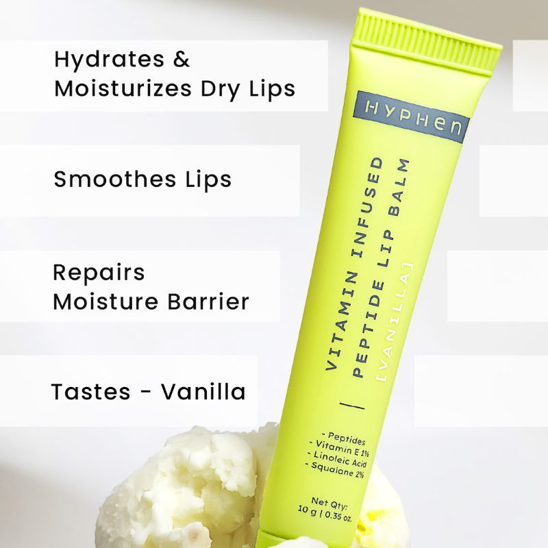 Hyphen By Kriti Sanon Vitamin Infused Peptide Lip Balm - Peach For Dry & Chapped Lips, Hydrating & Moisturizing Balm 