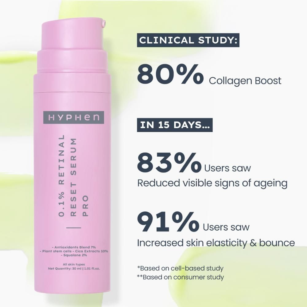 Hyphen By Kriti Sanon 0.1% Retinal Reset Serum Pro Anti Ageing Face Serum, Reduces Fine Lines & Wrinkles, Boosts Collagen 