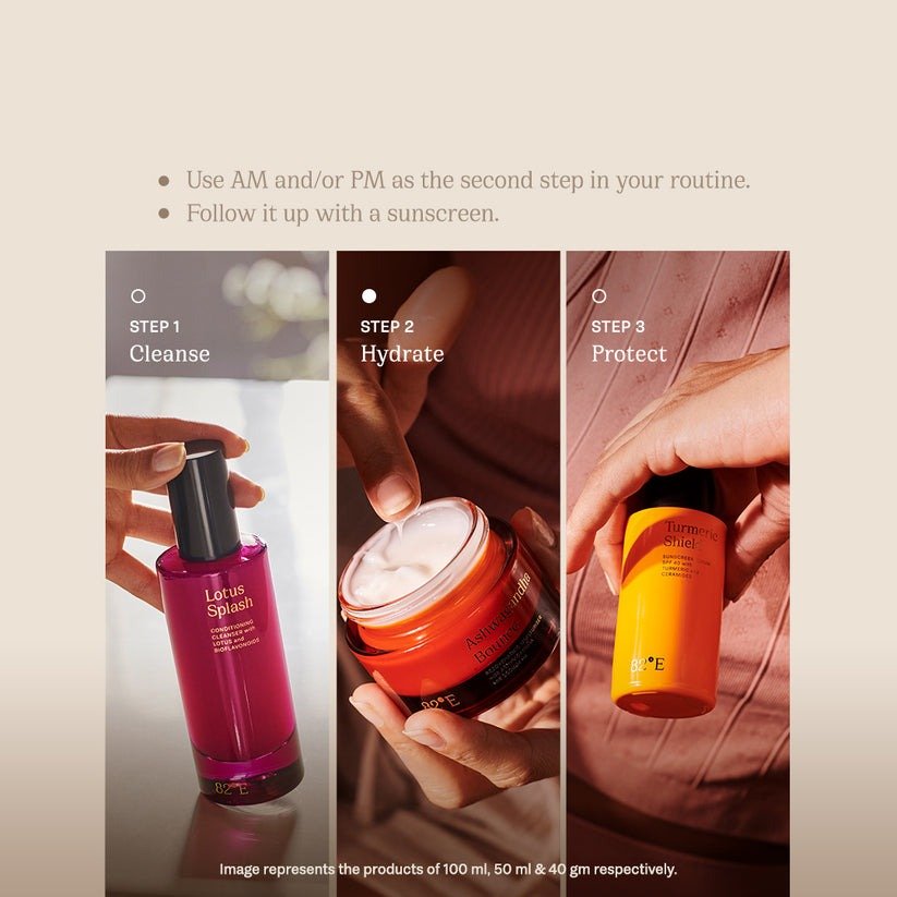 82°E By Deepika Padukone Ashwagandha Bounce Moisturiser, Paraben Free, Non-Sticky 