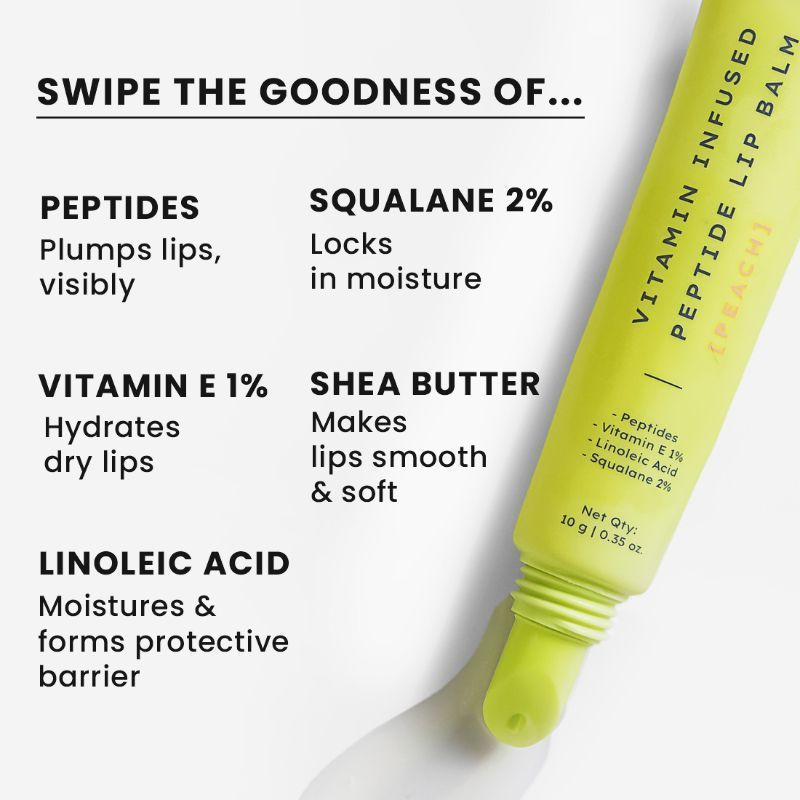 Hyphen By Kriti Sanon Vitamin Infused Peptide Lip Balm - Peach For Dry & Chapped Lips, Hydrating & Moisturizing Balm 