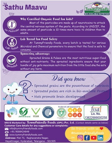 TummyFriendly Foods Organic Sprouted Sathu Maavu Porridge Mix ,Made of Sprouted Ragi, Whole Grains, Pulses & Nuts  Grab2Buy TummyFriendly Foods Grab2Buy