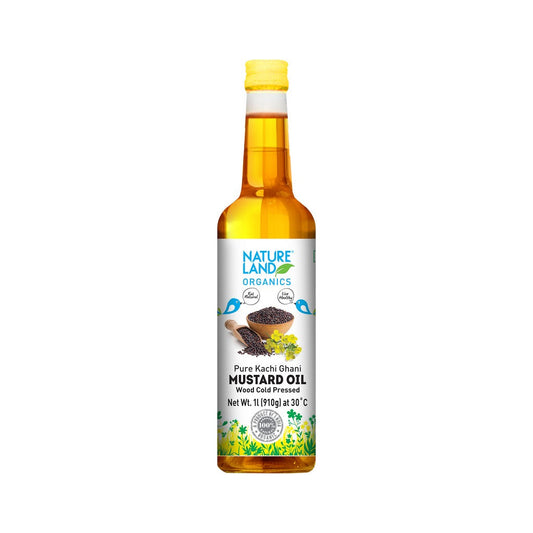 Nature Land Organics Mustard Oil Wood Cold Pressed 