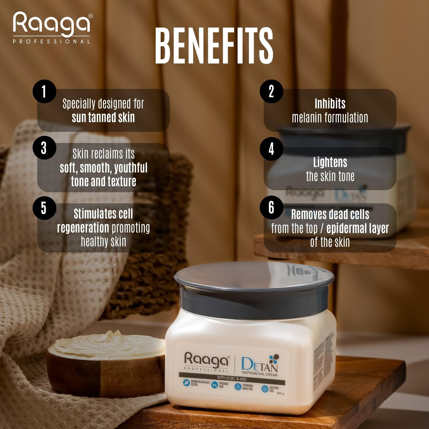 Raaga Professional De Tan Removal Cream With Kojic & Milk - Grab2buy