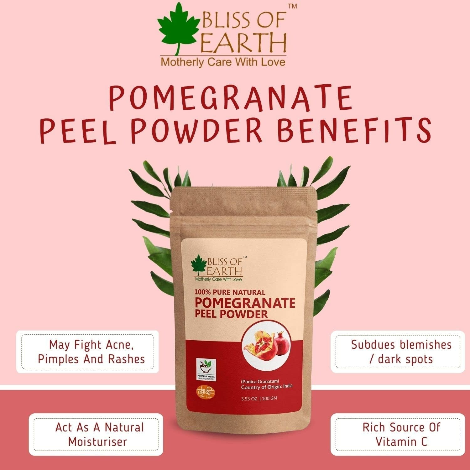 Bliss of Earth Certified Organic Pomegranate Peel Powder  Grab2Buy Bliss of Earth Grab2Buy
