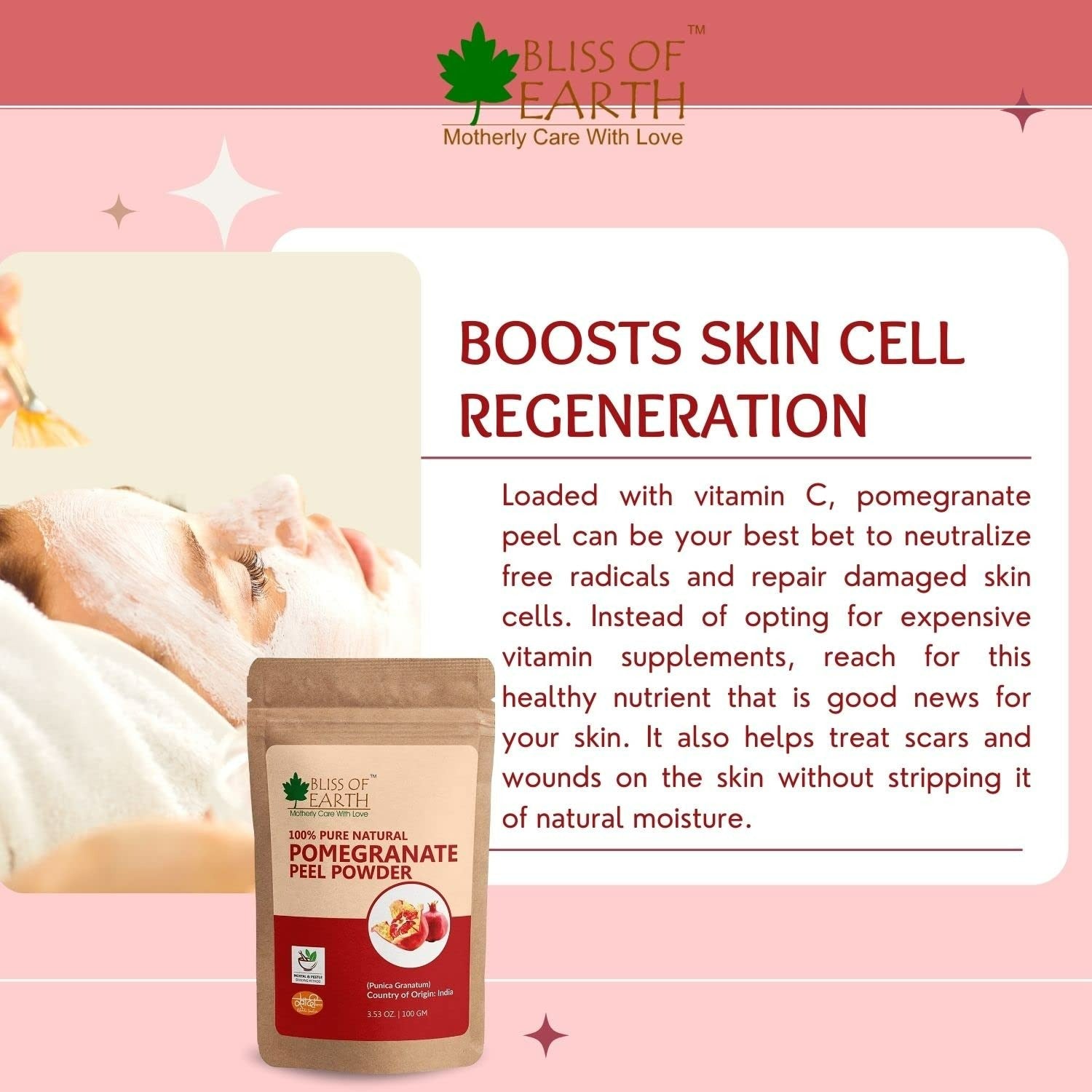 Bliss of Earth Certified Organic Pomegranate Peel Powder  Grab2Buy Bliss of Earth Grab2Buy