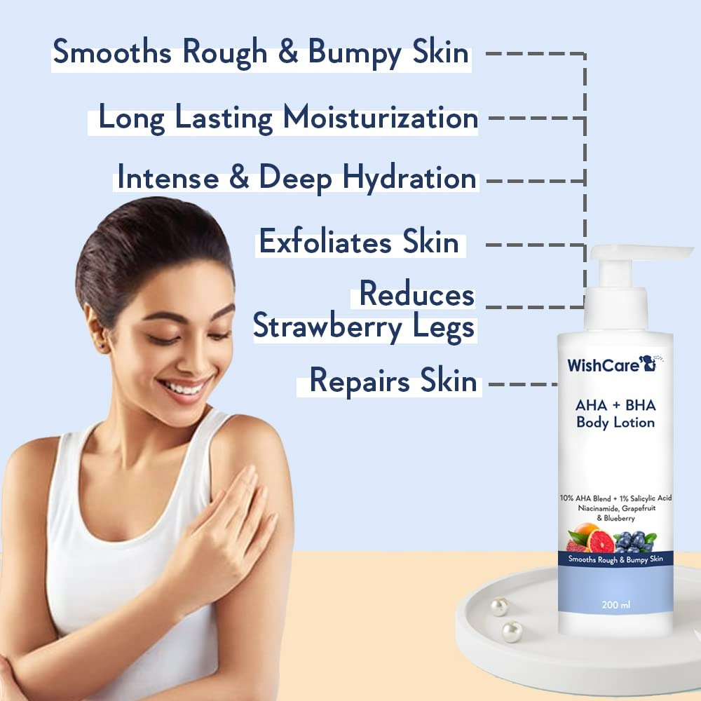 WishCare 10% AHA + 1% BHA Body Lotion for Smooths Rough & Bumpy Skin - Grab2buy
