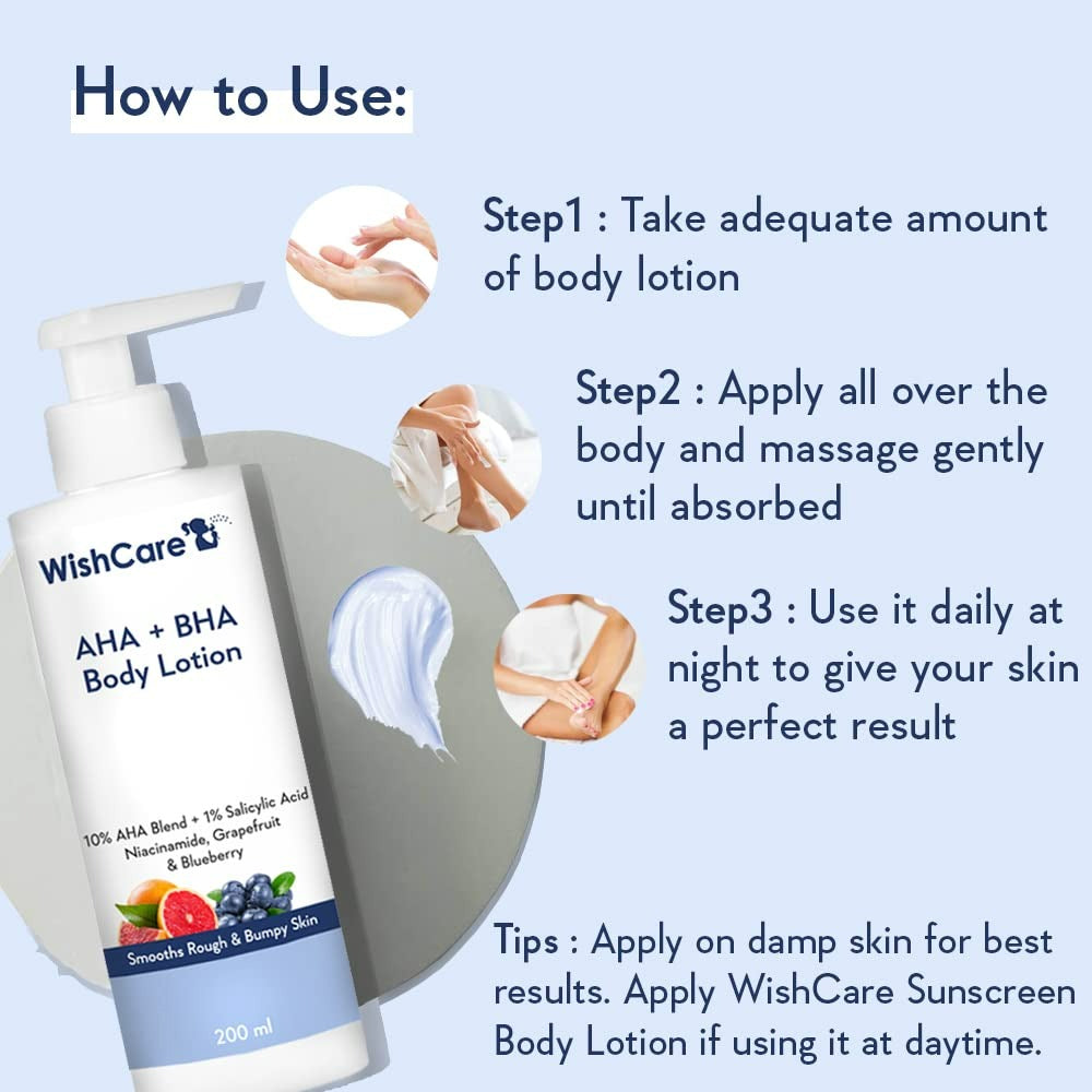 WishCare 10% AHA + 1% BHA Body Lotion for Smooths Rough & Bumpy Skin - Grab2buy