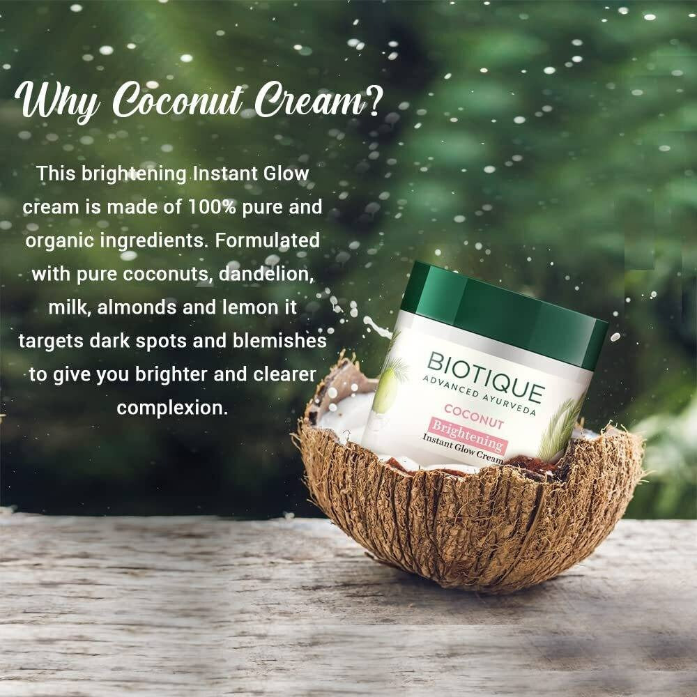 Biotique Advanced Ayurveda Bio Coconut Whitening & Brightening Cream  Grab2Buy Biotique Grab2Buy
