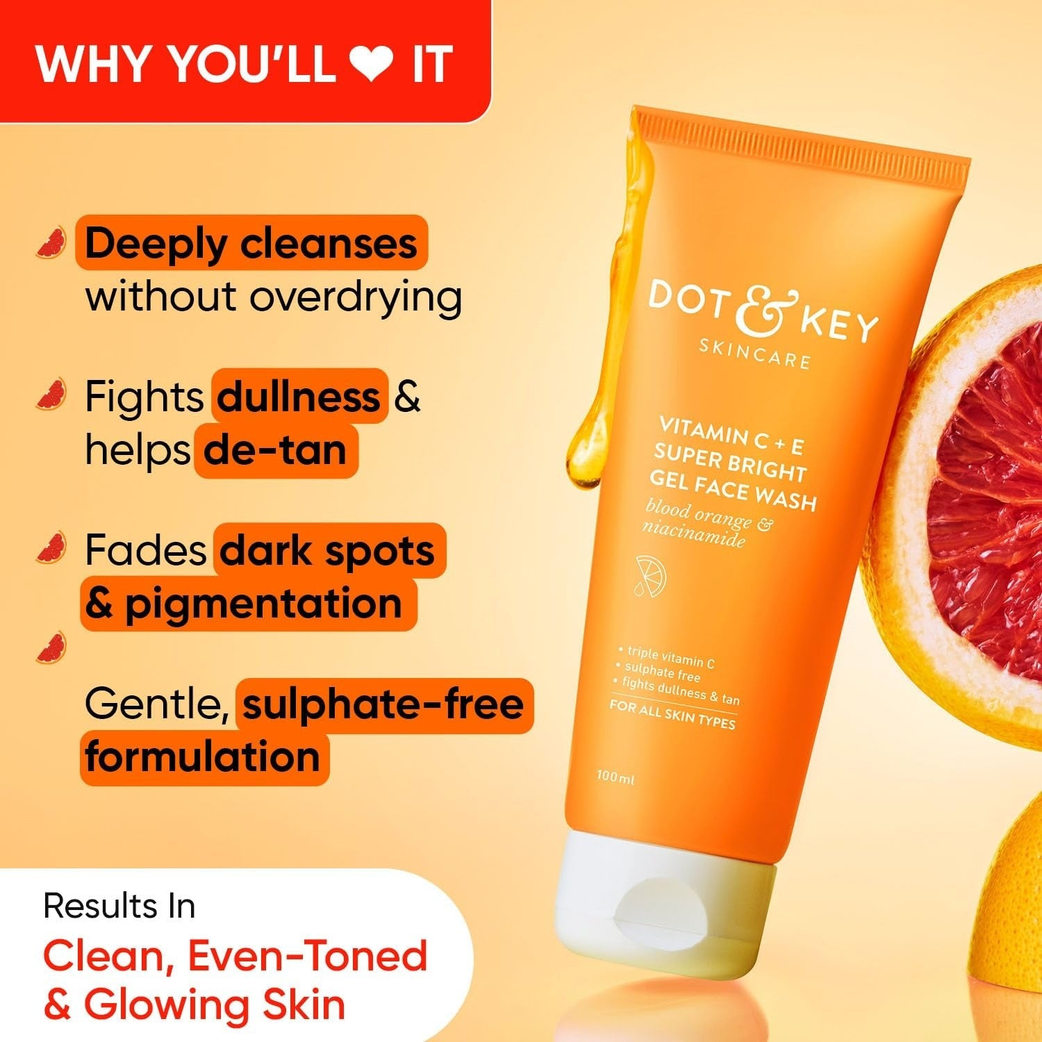 Dot & Key Vitamin C+E Super Bright Gel Face Wash - Grab2buy