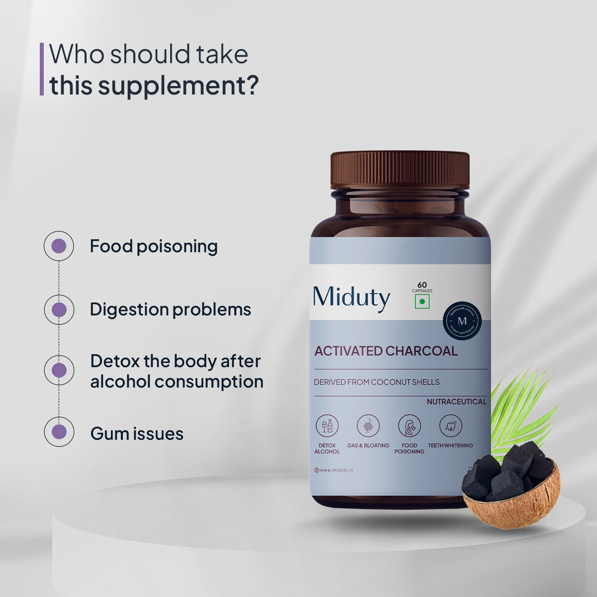 Miduty by Palak Notes Activated Charcoal Capsules - Grab2buy