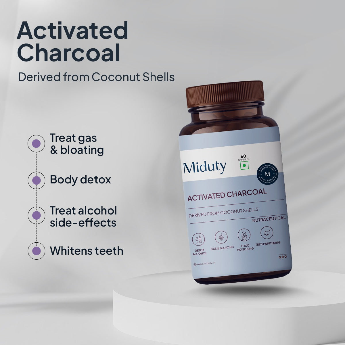 Miduty by Palak Notes Activated Charcoal Capsules - Grab2buy