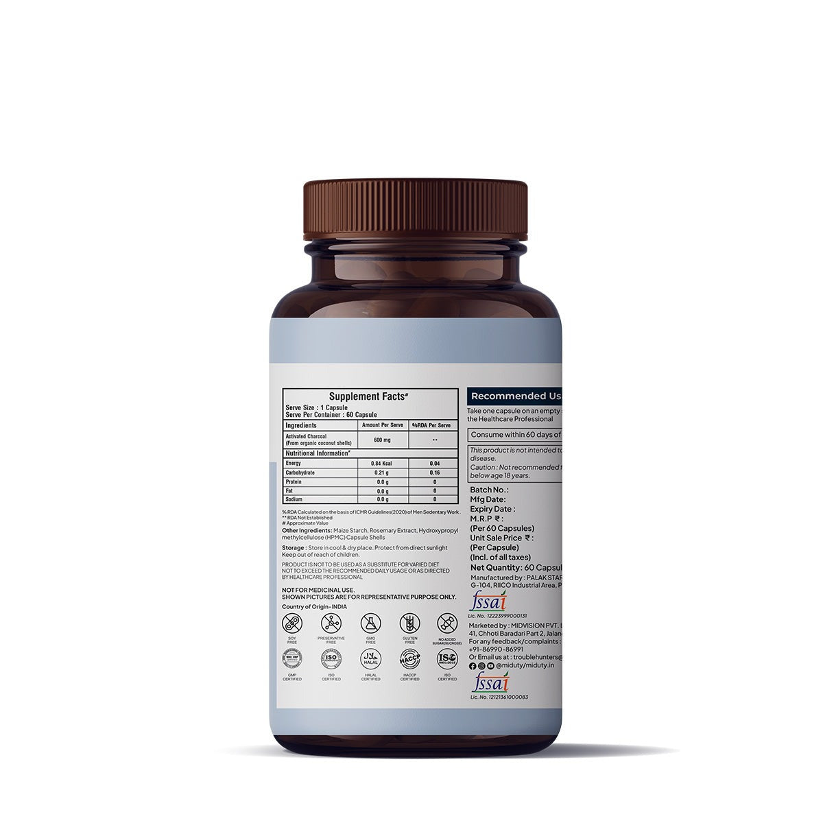 Miduty by Palak Notes Activated Charcoal Capsules 