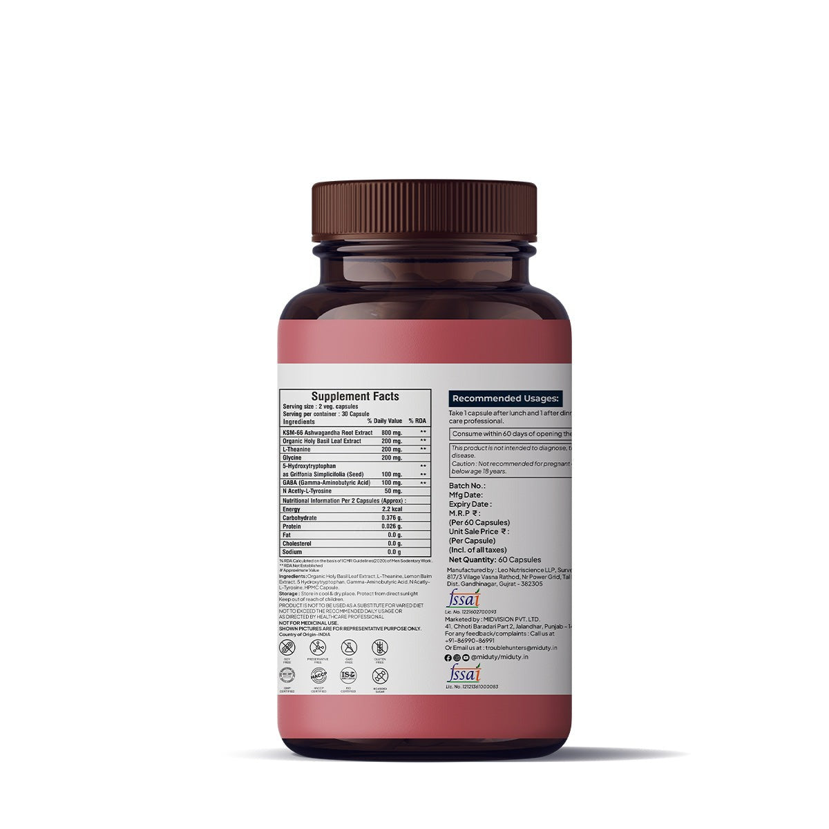 Miduty by Palak Notes Anxiety + Anger + Mood + Calm Capsules 