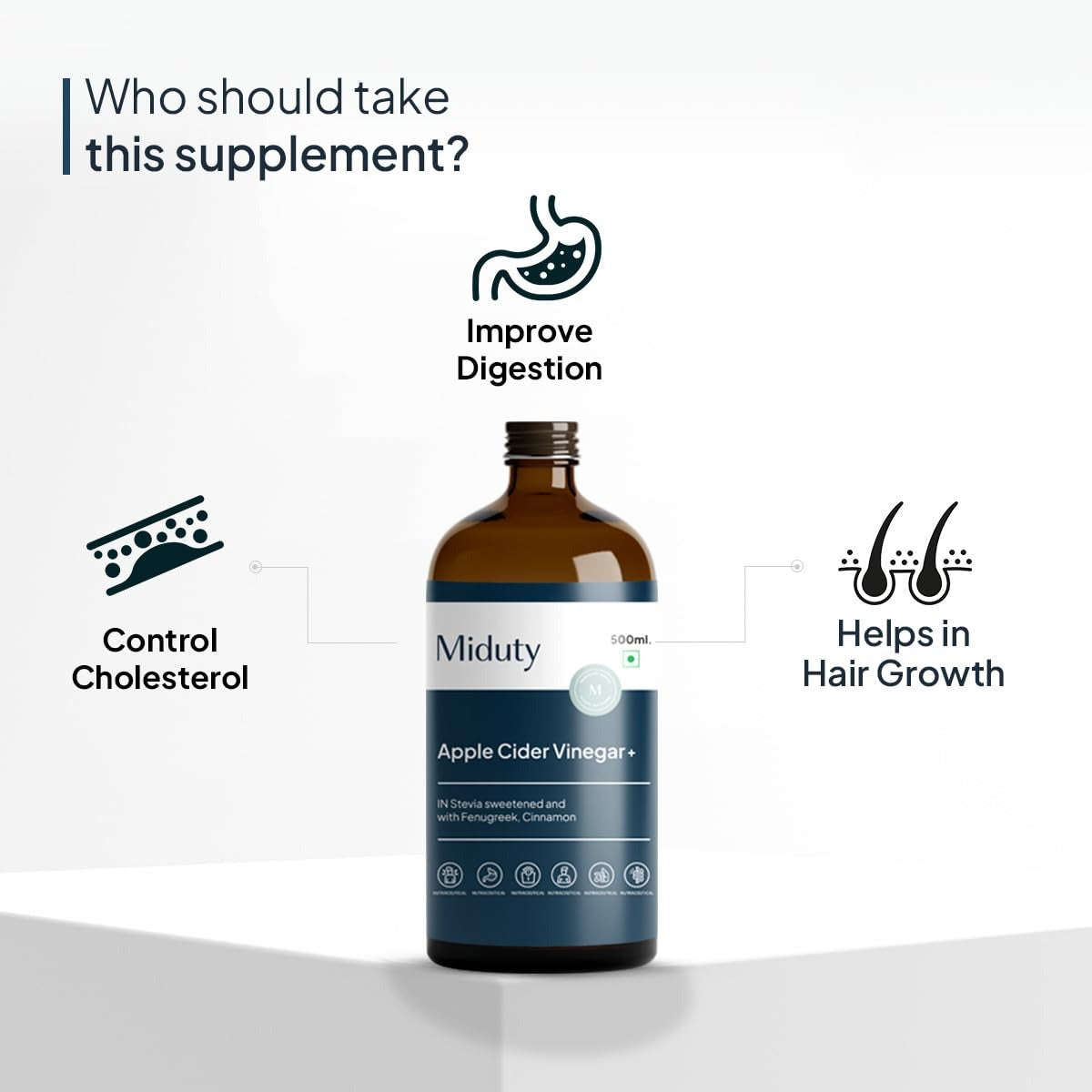 Miduty by Palak Notes Apple Cider Vinegar Stevia sweetened With Fenugreek Cinnamon 