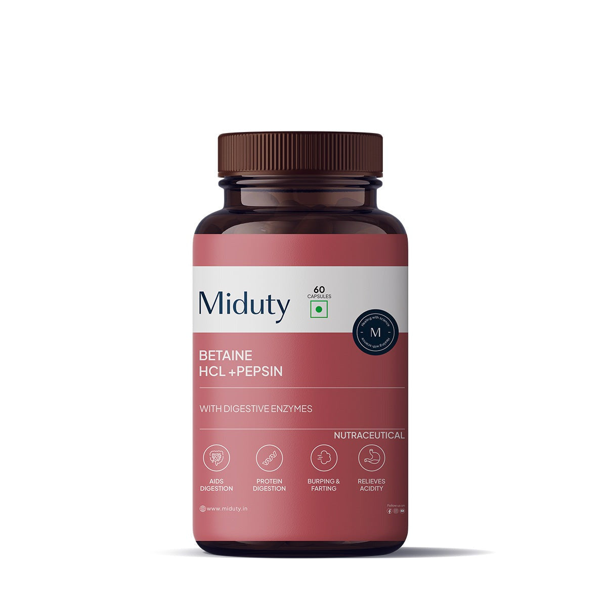 Miduty by Palak Notes Betaine HCL + Pepsin Capsules 