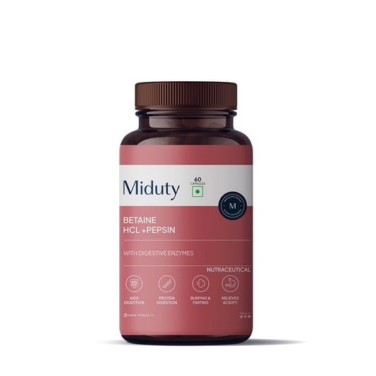 Miduty by Palak Notes Betaine HCL + Pepsin Capsules 