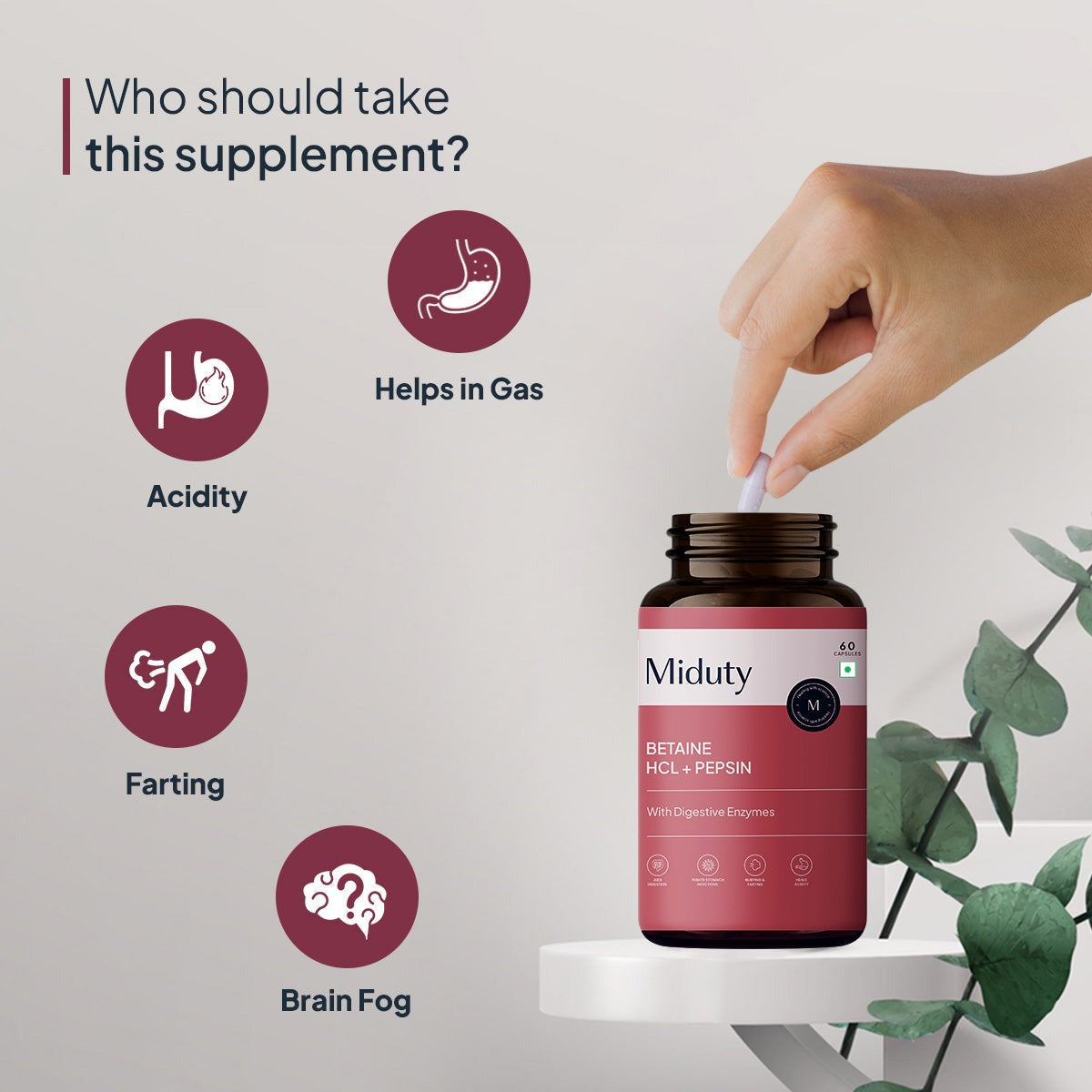 Miduty by Palak Notes Betaine HCL + Pepsin Capsules 