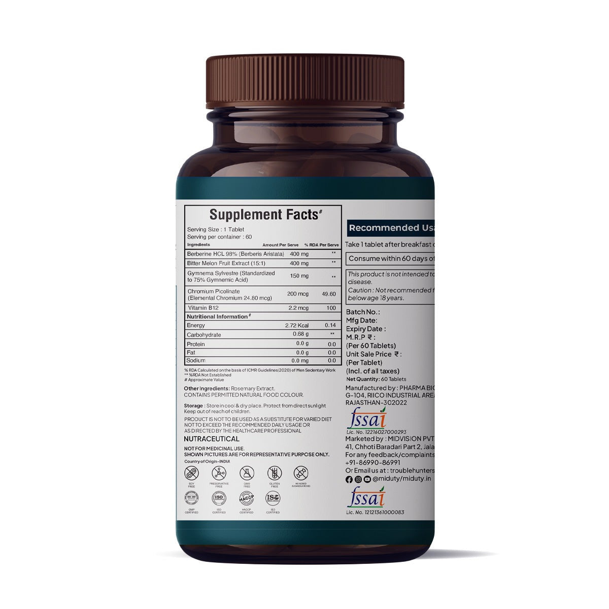 Miduty by Palak Notes Blood Sugar Control Tablets - Grab2buy