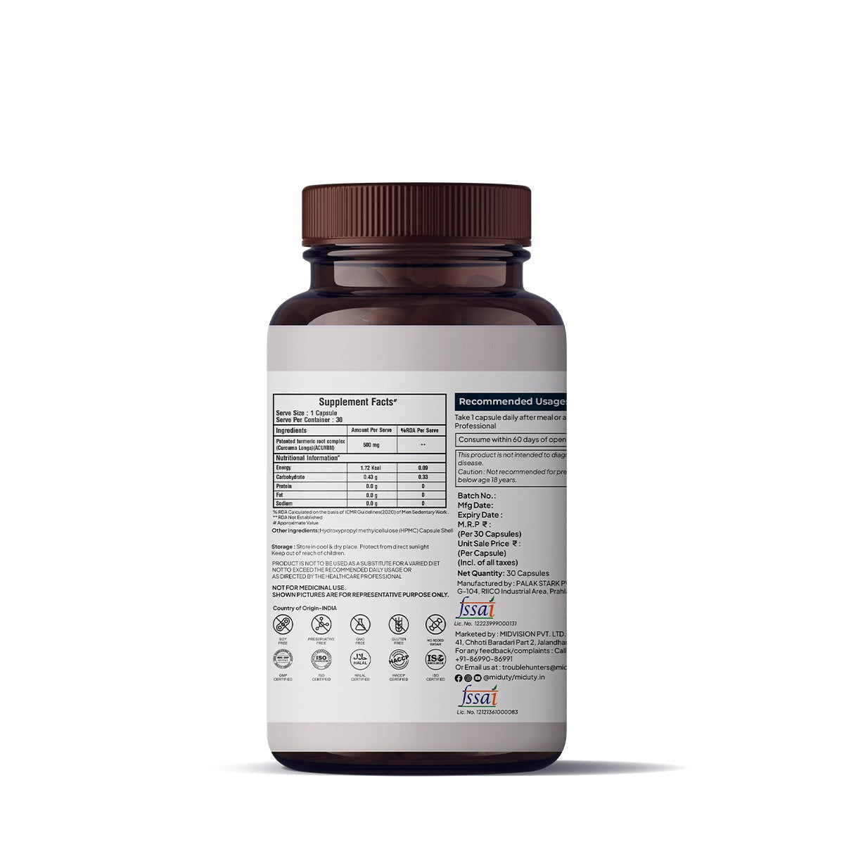 Miduty by Palak Notes Complete Turmeric Matrix Capsules 
