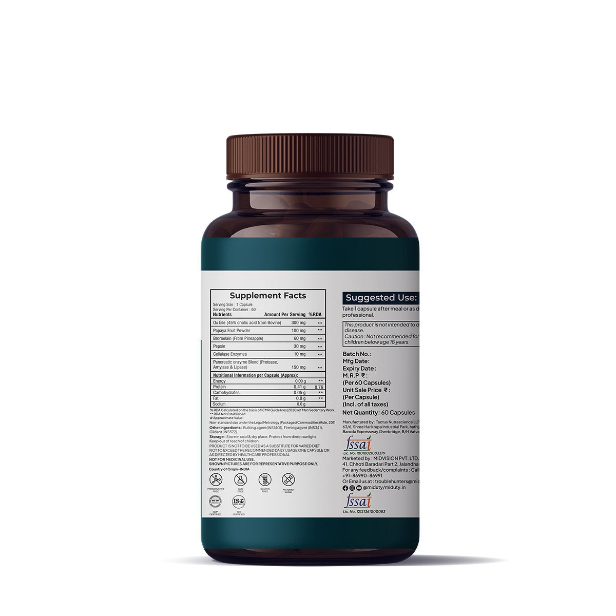 Miduty by Palak Notes Digest Fat Bila Salts Capsules - Grab2buy