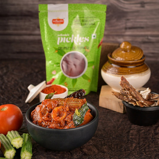 Vellanki Foods Drumstick Pickle with Tomato | Authentic Andhra Murungakkai Achaar 