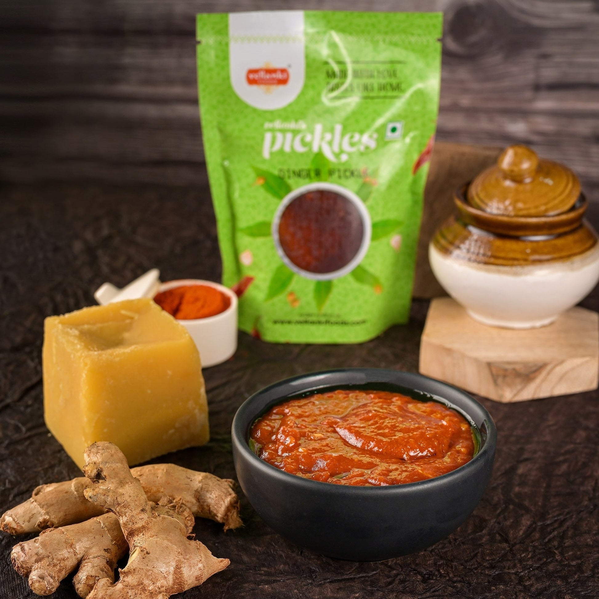 Vellanki Foods Ginger Pickle with Garlic | Bold Andhra Adrak Lahsun Achaar 