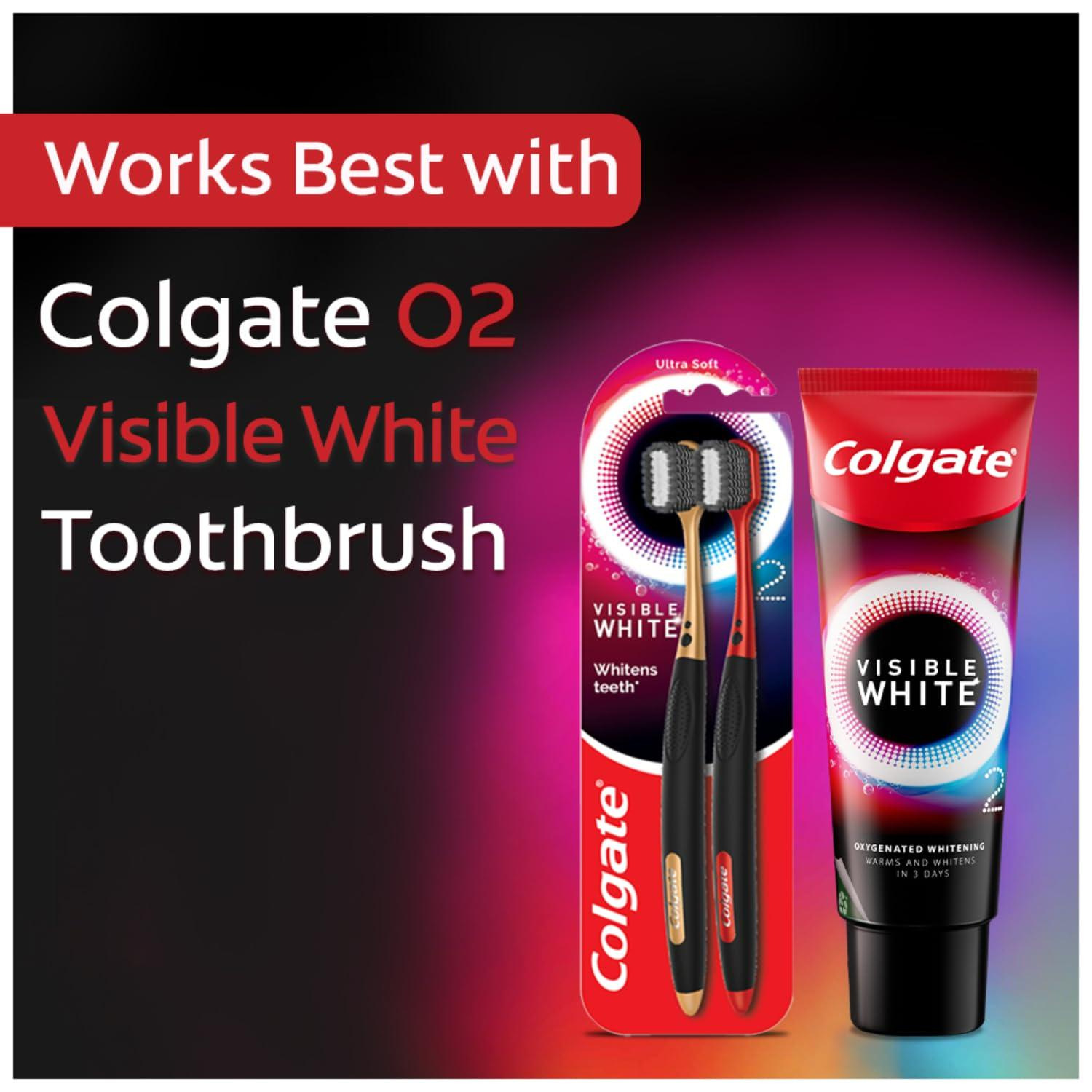 Colgate Visible White O2 Teeth Whitening Toothpaste with Peppermint Sparkle 