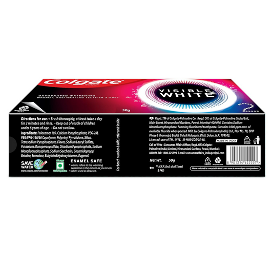 Colgate Visible White O2 Teeth Whitening Toothpaste with Peppermint Sparkle 