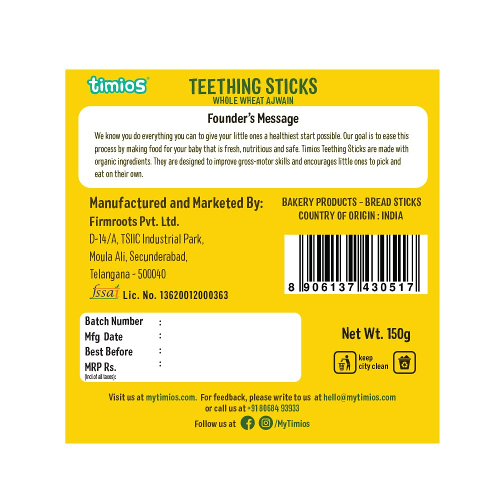 Timios Whole Wheat Ajwain Teething sticks 