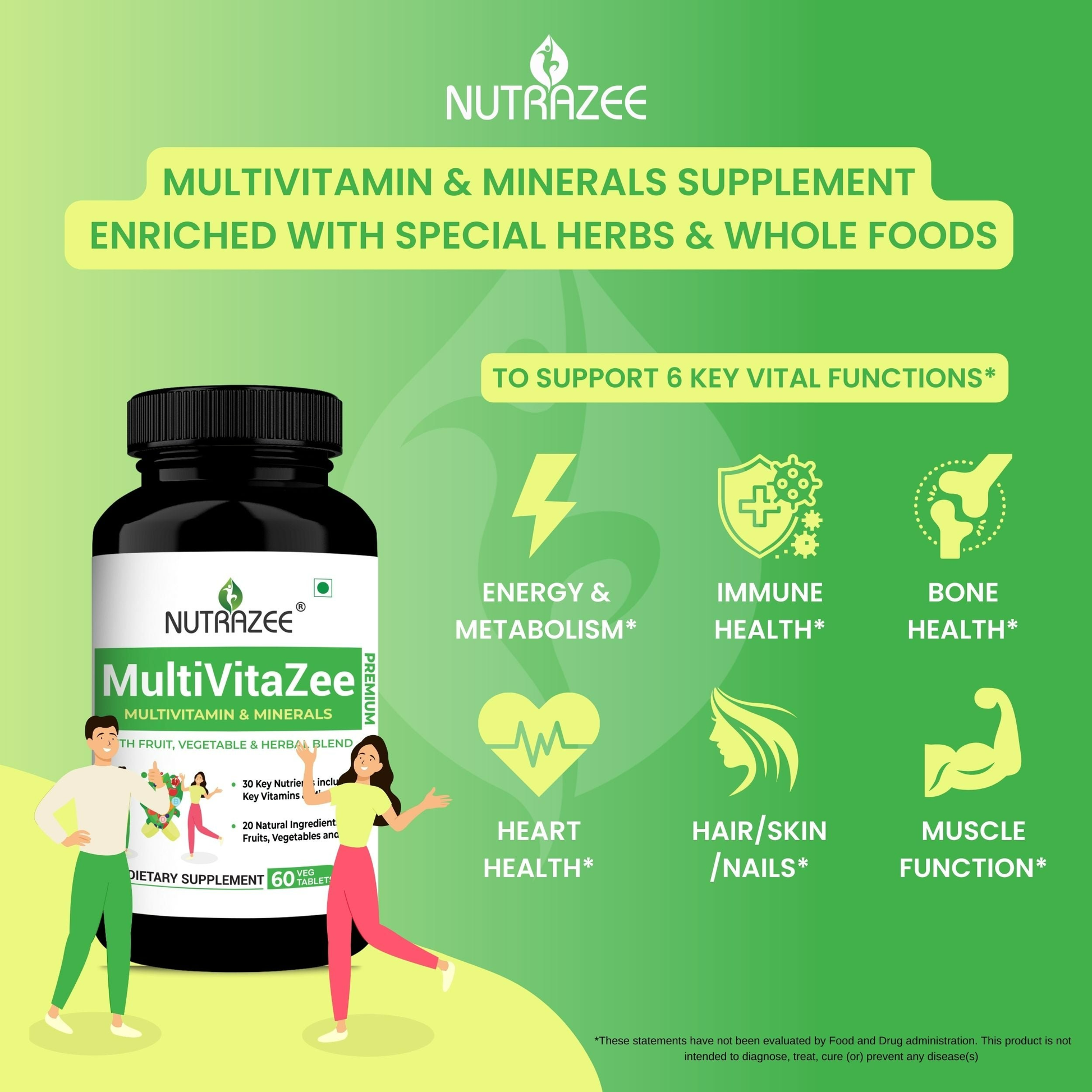 Nutrazee Multi Greens & Reds Multivitamin Tablets 