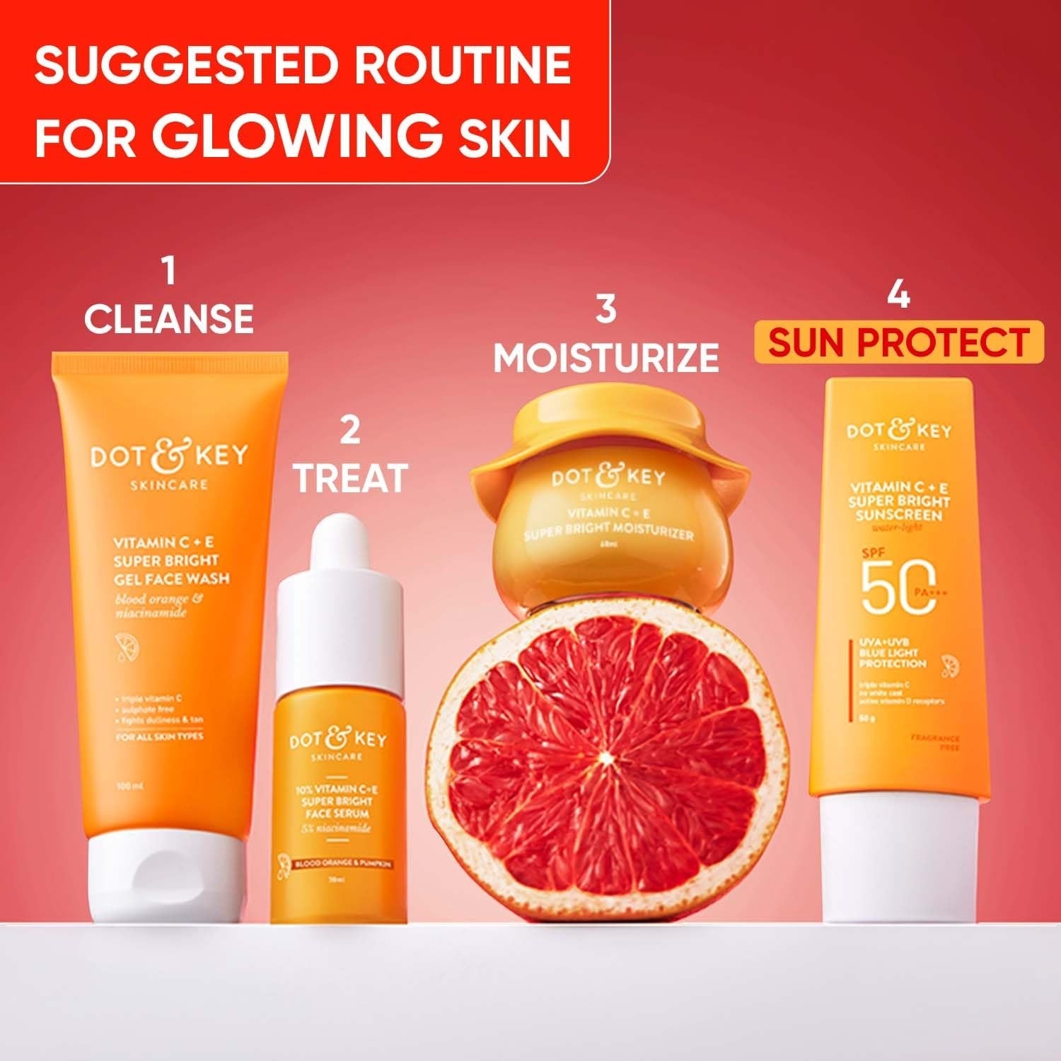 Dot & Key Vitamin C + E Face Sunscreen SPF 50 PA+++ For Glowing Skin, 100% No White Cast - Grab2buy