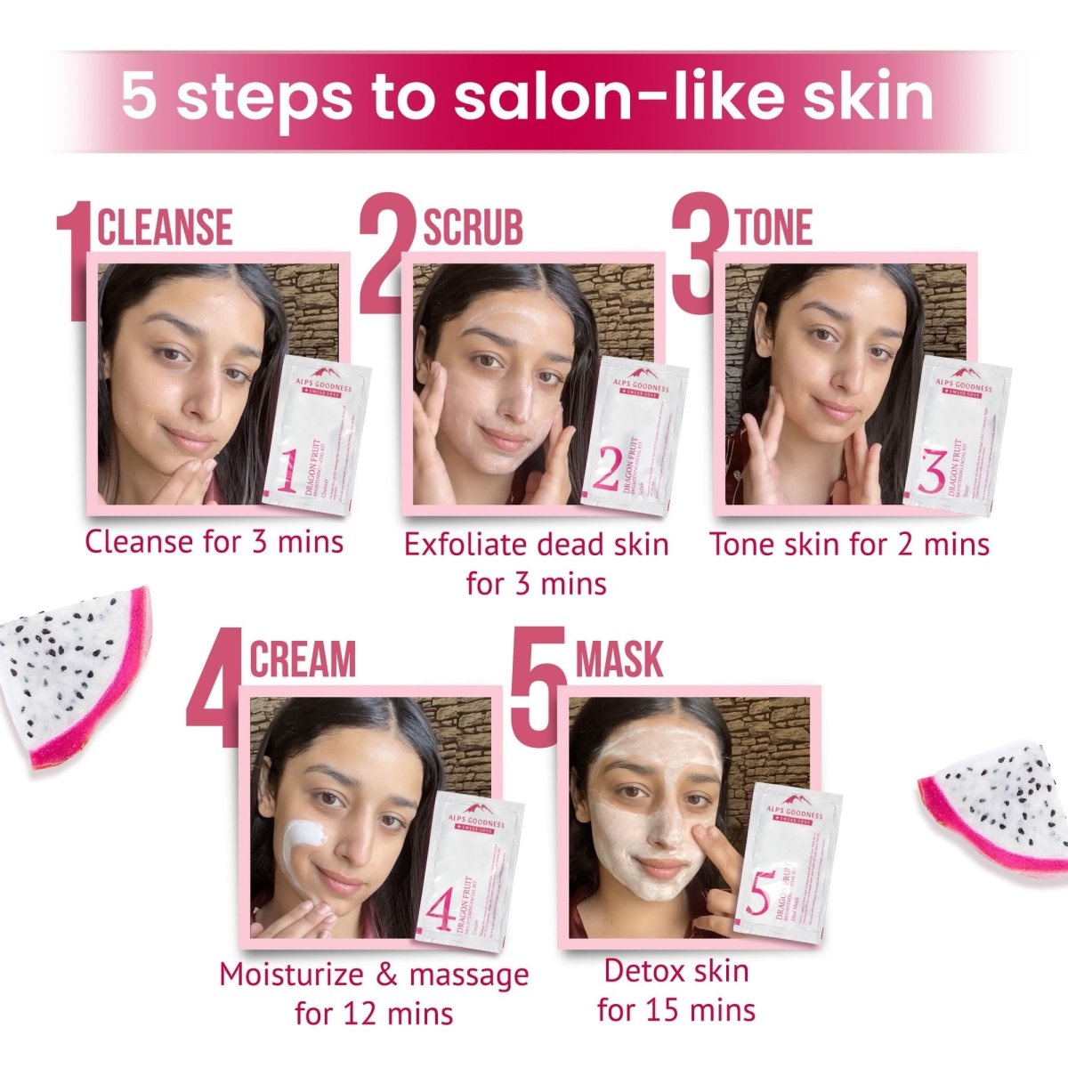 Alps Goodness Dragon Fruit Brightening Facial Kit - Limited Time Offer - Swadesiicart
