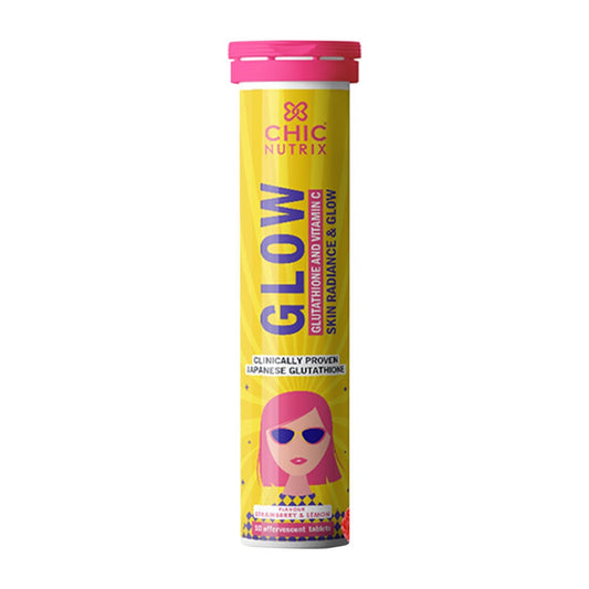 Chicnutrix Glow 500mg Effervescent Tablets - Strawberry & Lemon Flavor, For Glow & Radiance Skin - Grab2buy