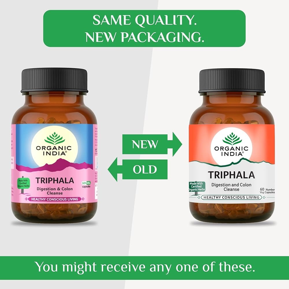 Organic India Triphala Capsules | Certified Organic Digestive Detox & Gut Health Supplement 