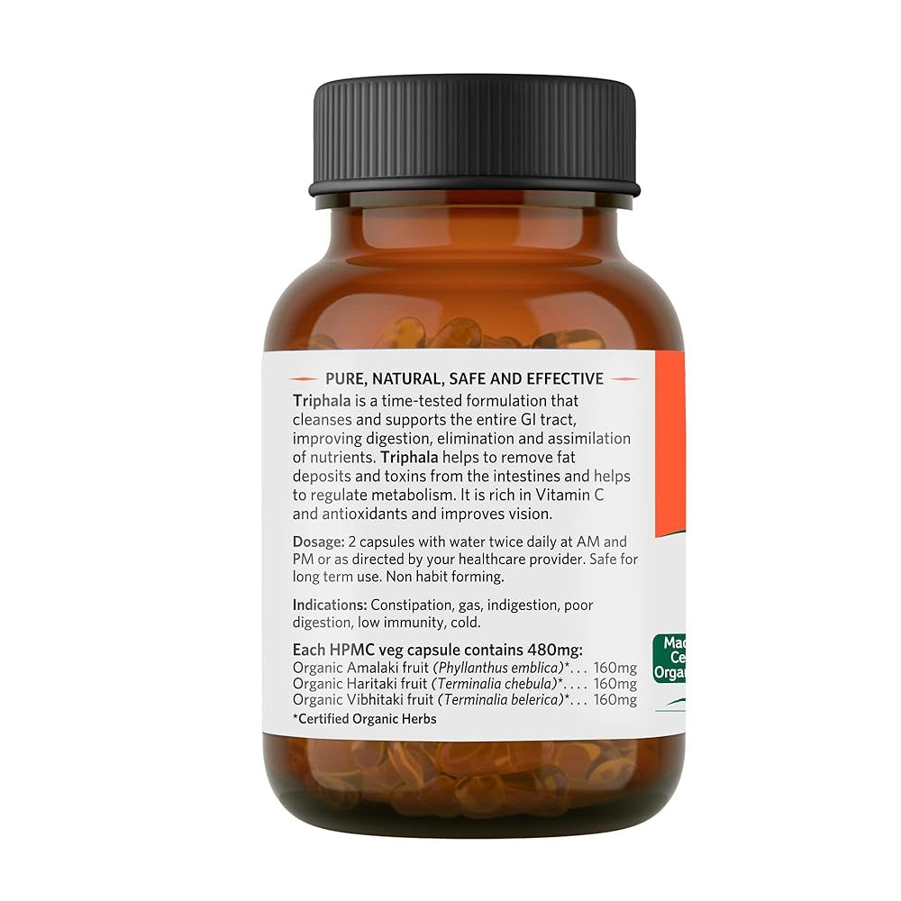 Organic India Triphala Capsules | Certified Organic Digestive Detox & Gut Health Supplement 