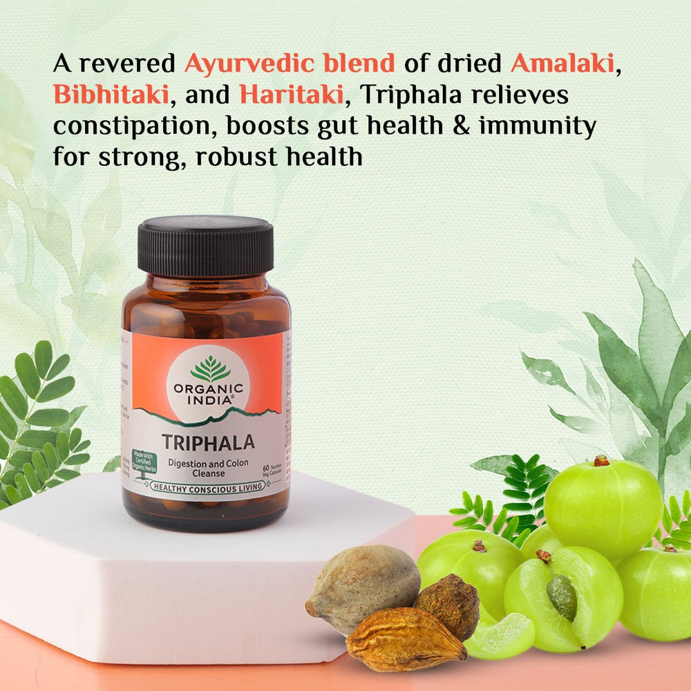 Organic India Triphala Capsules | Certified Organic Digestive Detox & Gut Health Supplement 