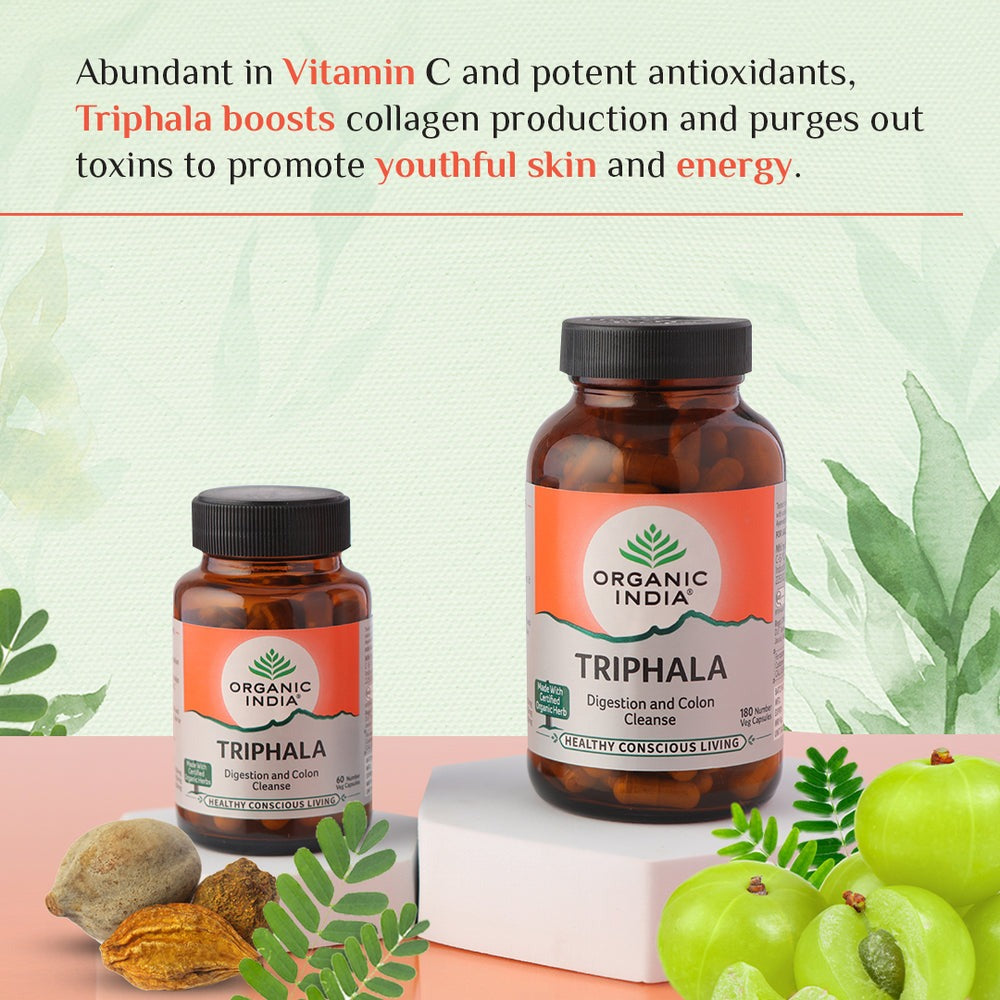Organic India Triphala Capsules | Certified Organic Digestive Detox & Gut Health Supplement 