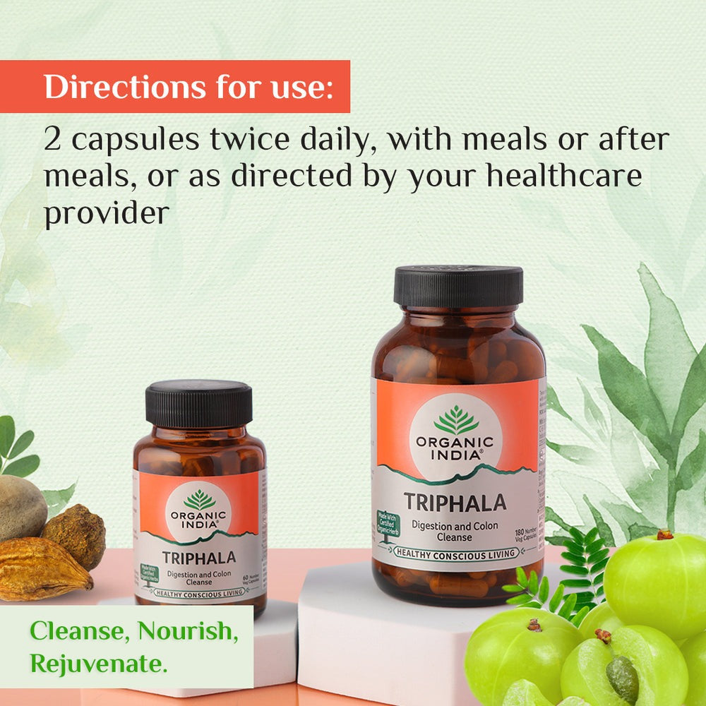 Organic India Triphala Capsules | Certified Organic Digestive Detox & Gut Health Supplement 