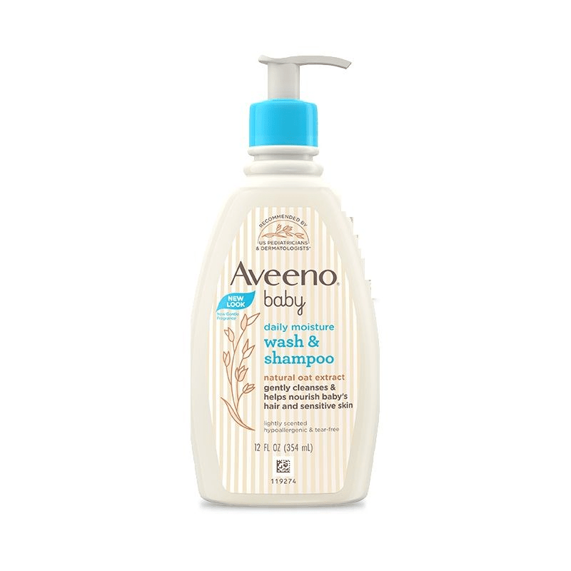 Aveeno Baby Daily Moisture Wash & Shampoo - Natural Oat Gentle Cleanser For Hair, Sensitive Body Skin 