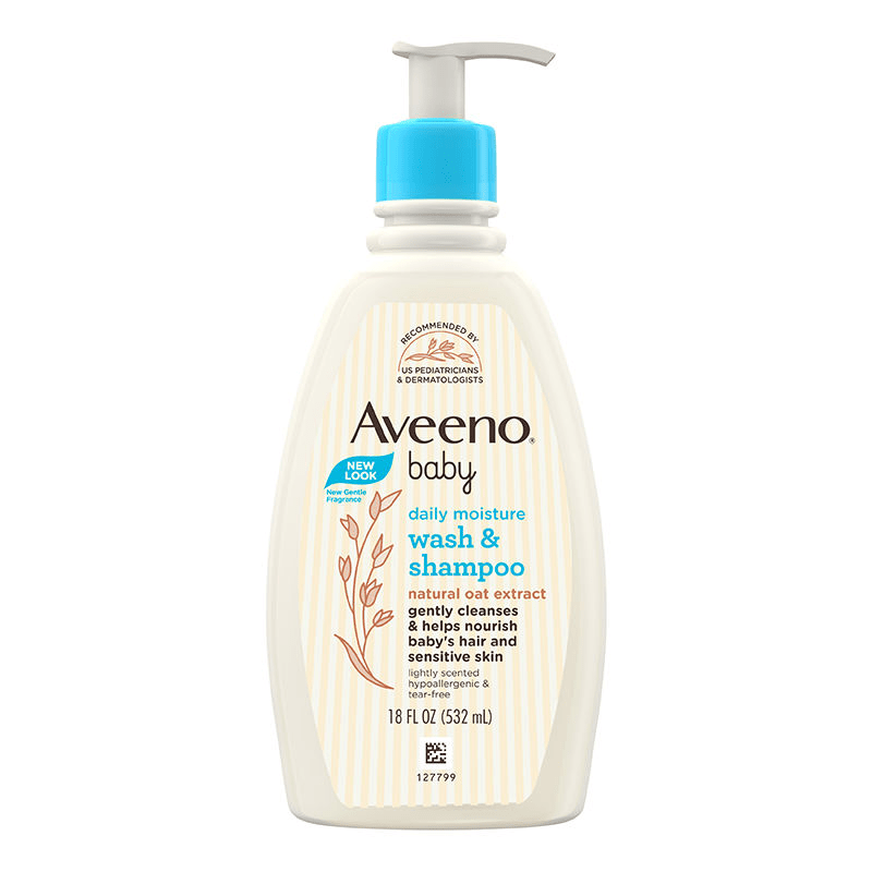 Aveeno Baby Daily Moisture Wash & Shampoo - Natural Oat Gentle Cleanser For Hair, Sensitive Body Skin 