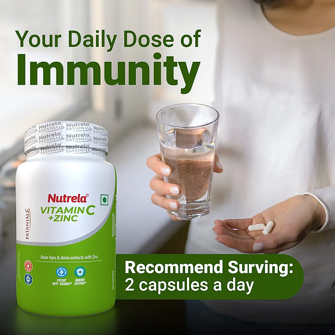 Patanjali Nutrela Natural Vitamin C Plus Zinc Tablets 